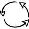 Circular arrow icon with four arrows pointing inward on a white background