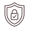Shield icon with a lock symbol inside on a white background